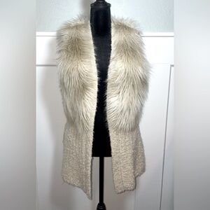 Guess Wool Blend Faux Fur Vest